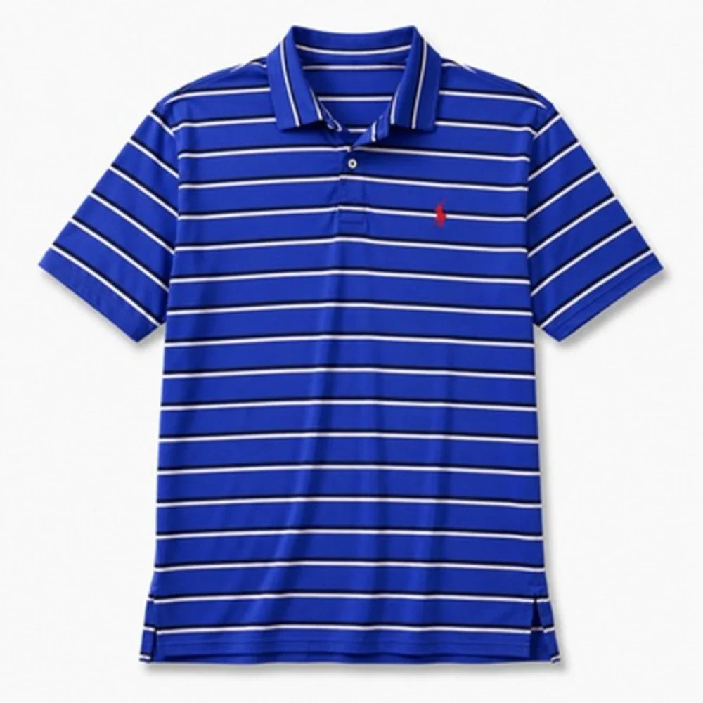 Polo Ralph Lauren Blue Striped Polo Shirt Men's Medium Lightweight